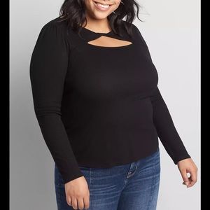 Lane Bryant Size 30/32 Black Twist Neck Cutout Top